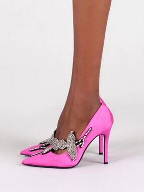 Embellished Satin Heels